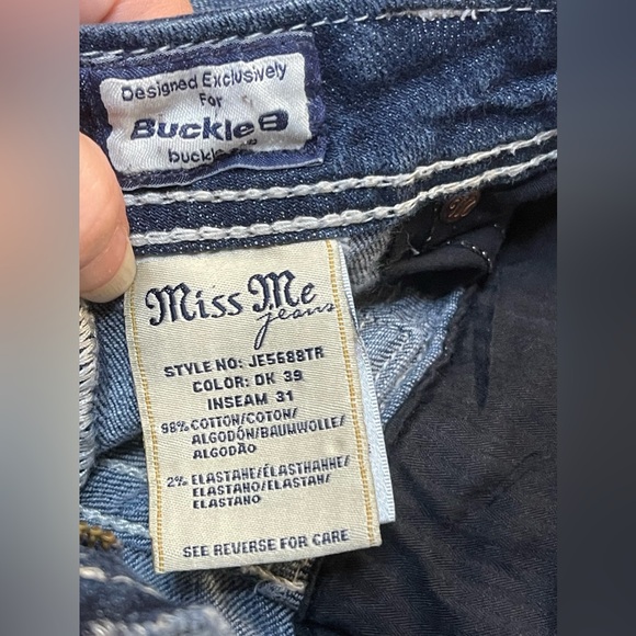 Miss Me Straight Leg Denim Jeans Big Bling Size 27 - Picture 12 of 15